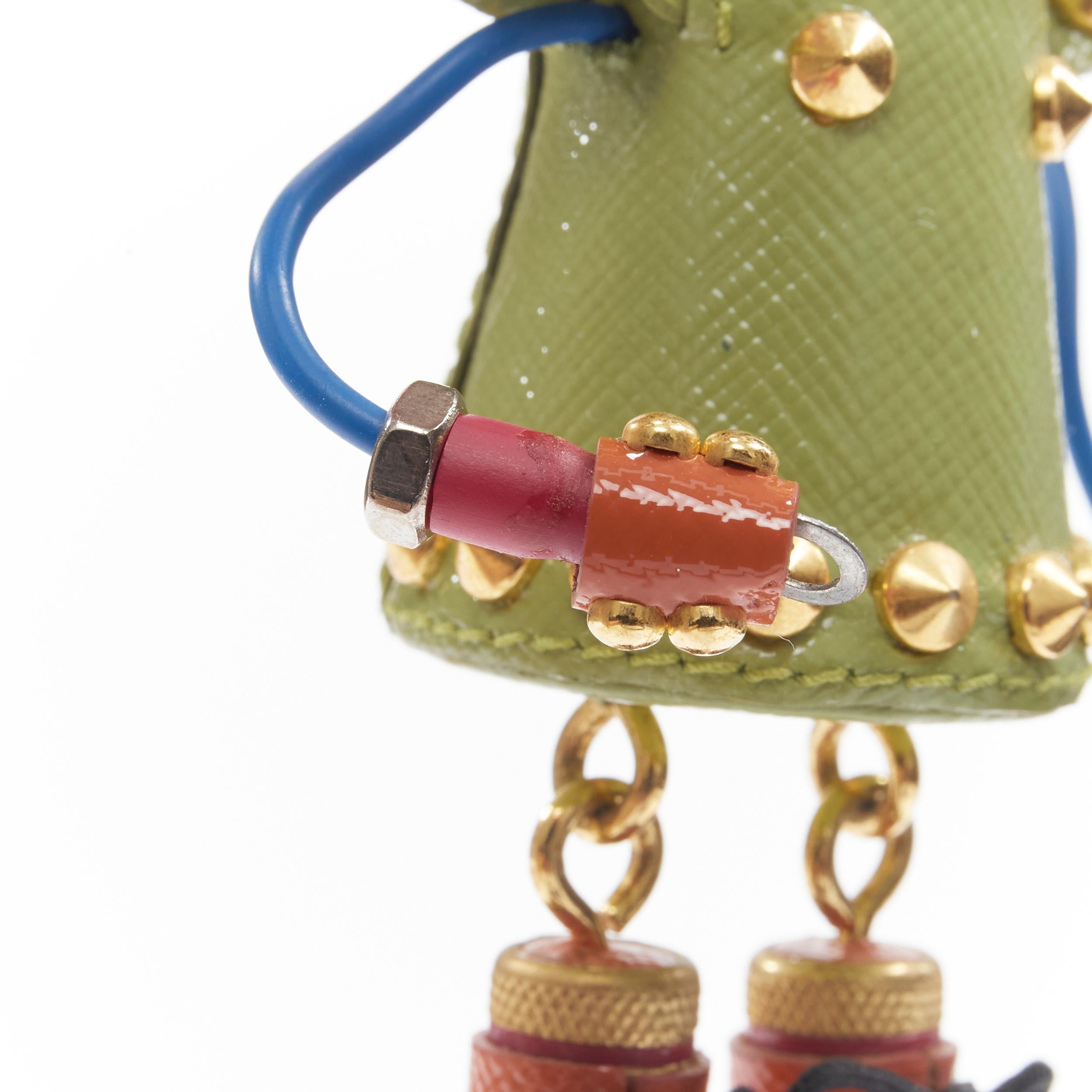 new PRADA Robot heart lips green studded hardware bolt keychain bag charm In New Condition In Hong Kong, NT
