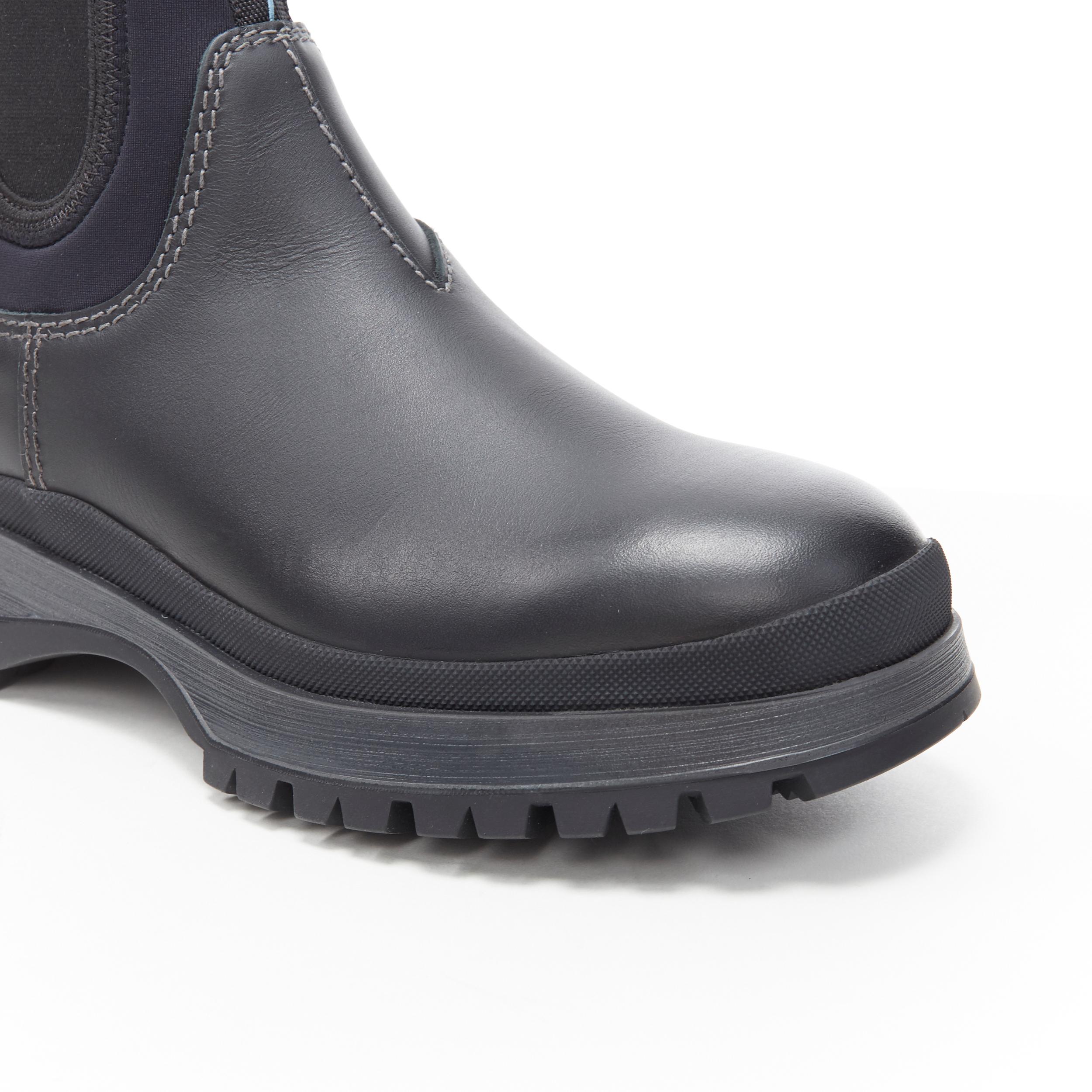 new PRADA Runway Brixxen black chunky tread sole ankle chelsea boot UK7.5 EU41.5 2