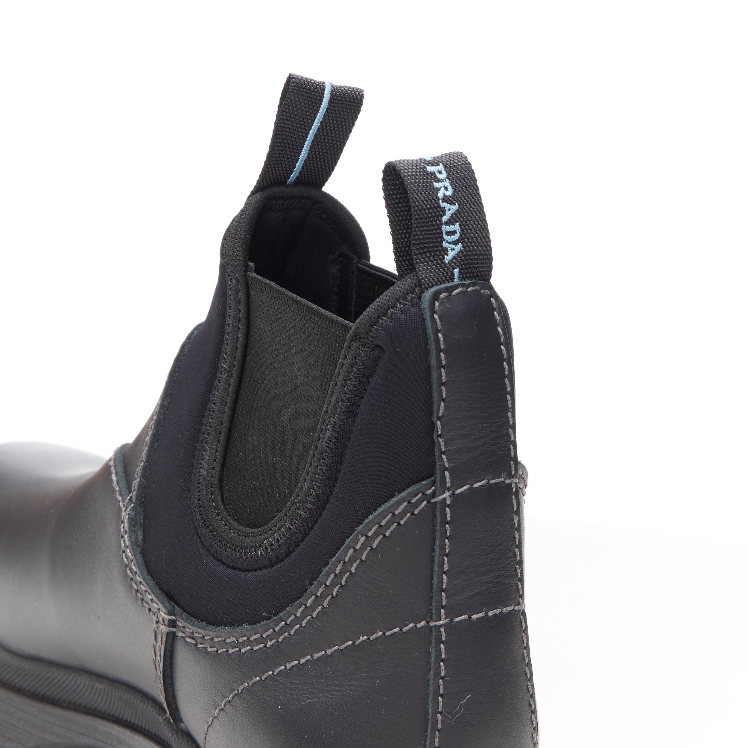 new PRADA Runway Brixxen black leather neoprene sock triple sole boot UK5 EU39 2