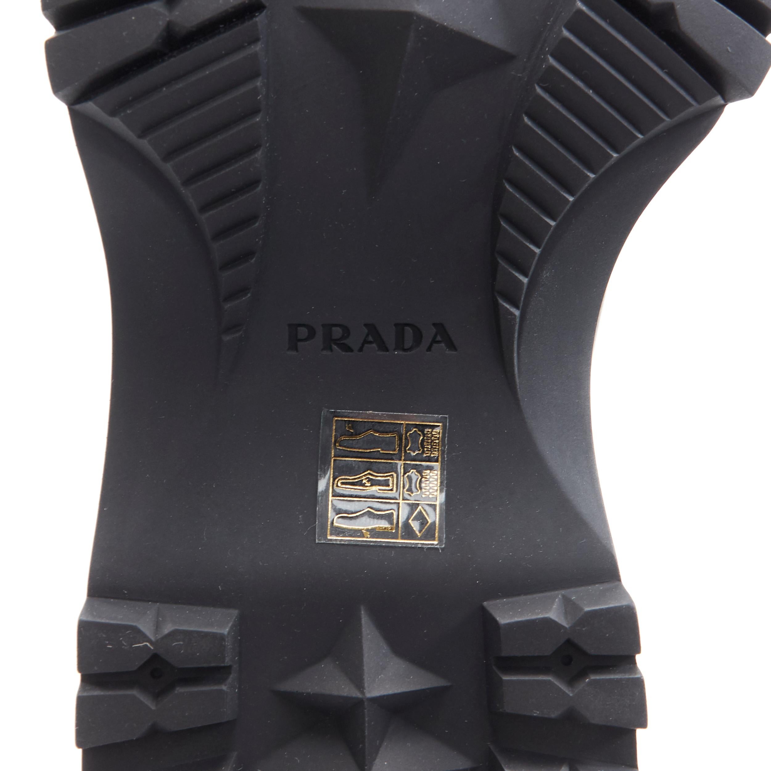 new PRADA Runway Brixxen black leather neoprene sock triple sole boot UK8 EU42 4