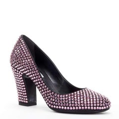 new PRADA Runway Rosa pink rhinestone crystal embellished pump EU37