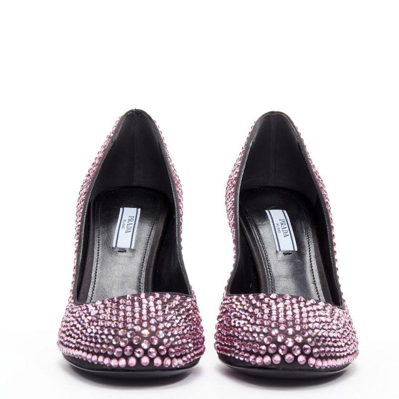 new PRADA Runway Rosa pink rhinestone crystal embellished pump EU37 In New Condition For Sale In Hong Kong, NT
