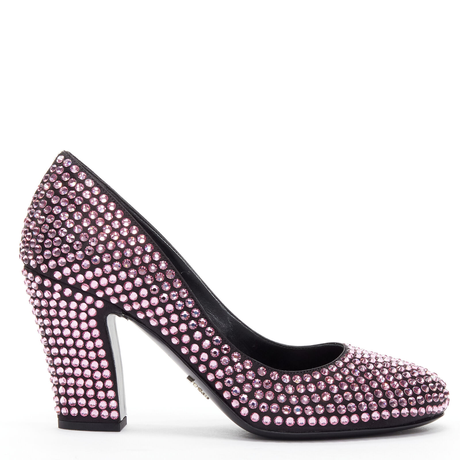 PRADA - Escarpins roses de défilé ornés de cristaux et de strass, taille EU 38, état neuf