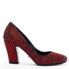new PRADA Runway Ruby red rhinestone crystal embellished pump EU37