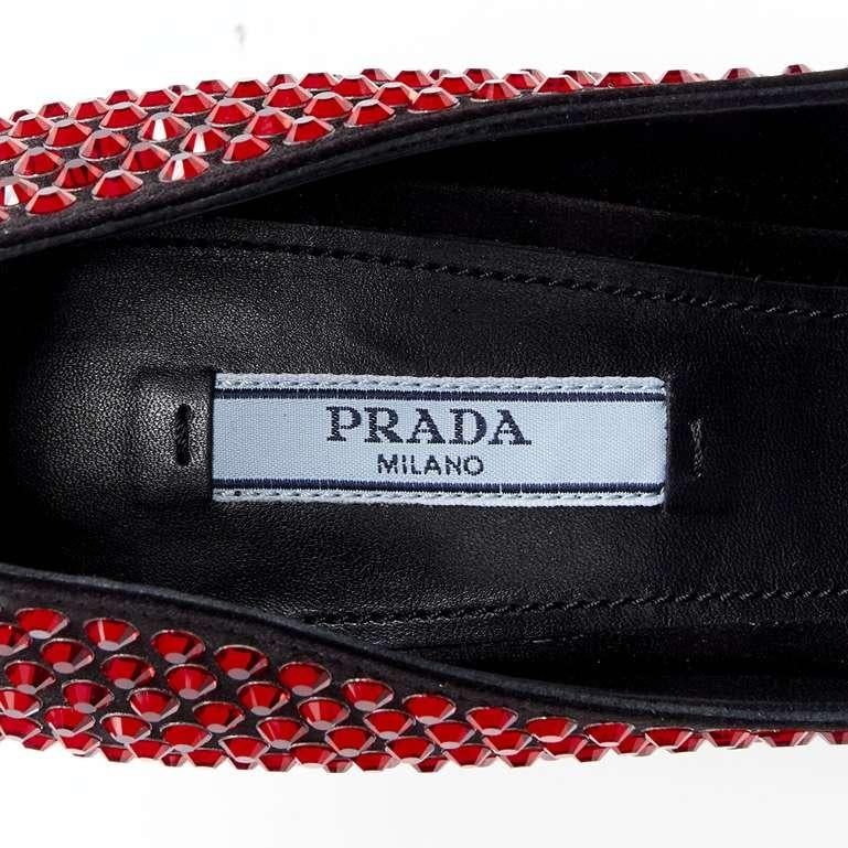 new PRADA Runway Ruby red rhinestone crystal embellished pump EU37.5 5