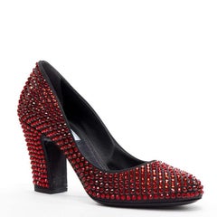 new PRADA Runway Ruby red rhinestone crystal embellished pump EU38