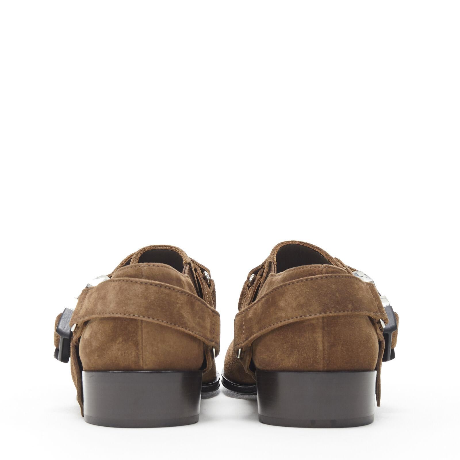 new PRADA Santiag brown suede logo buckle harness western brogue shoe EU36 For Sale 1
