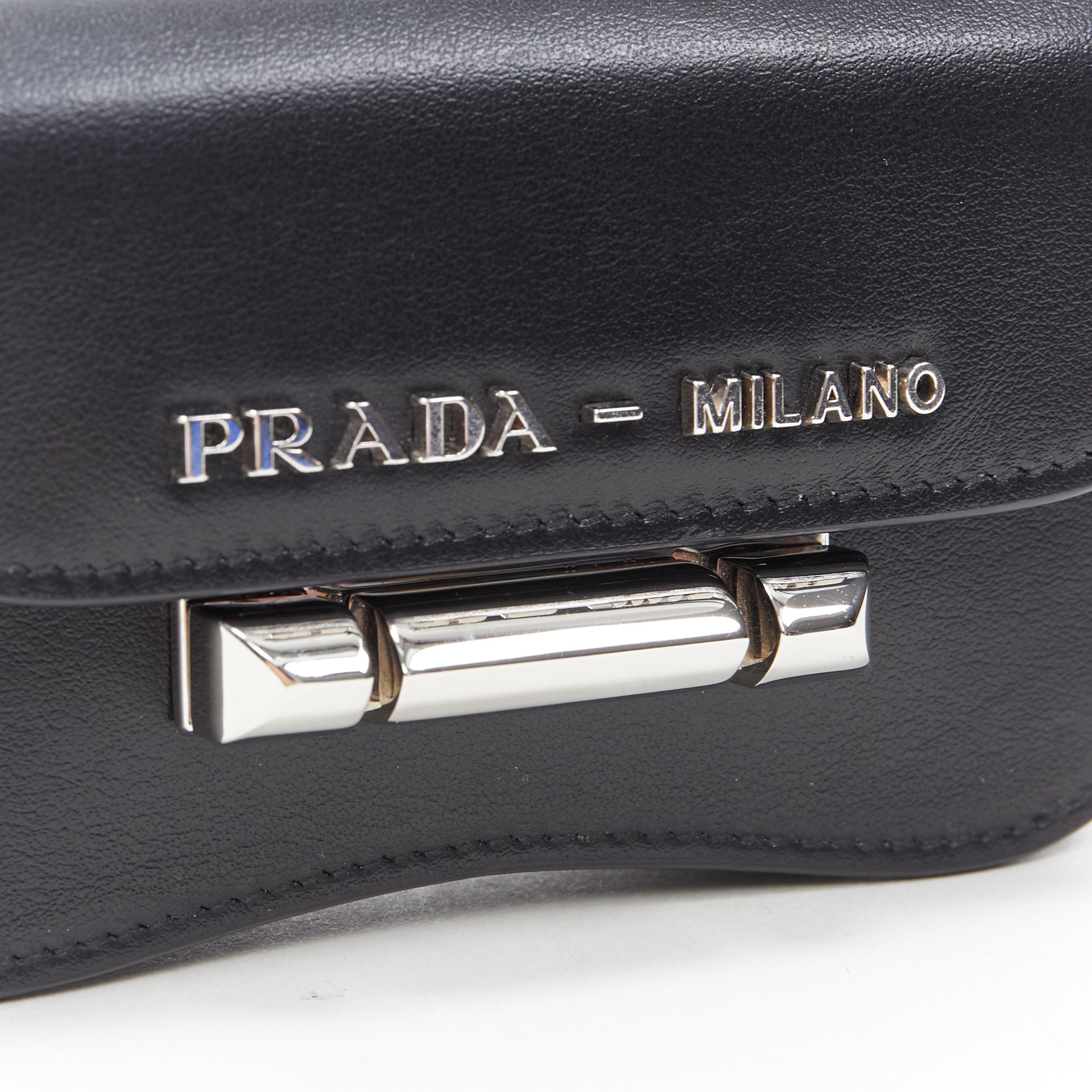 new PRADA Sidonie black calf city micro push clasp bandoliera micro shoulder bag In New Condition In Hong Kong, NT