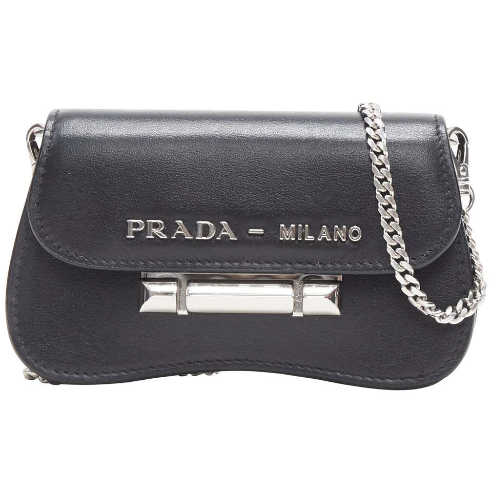 Prada Limited Edition Leather And Python Trim Pochette With Crystal ...