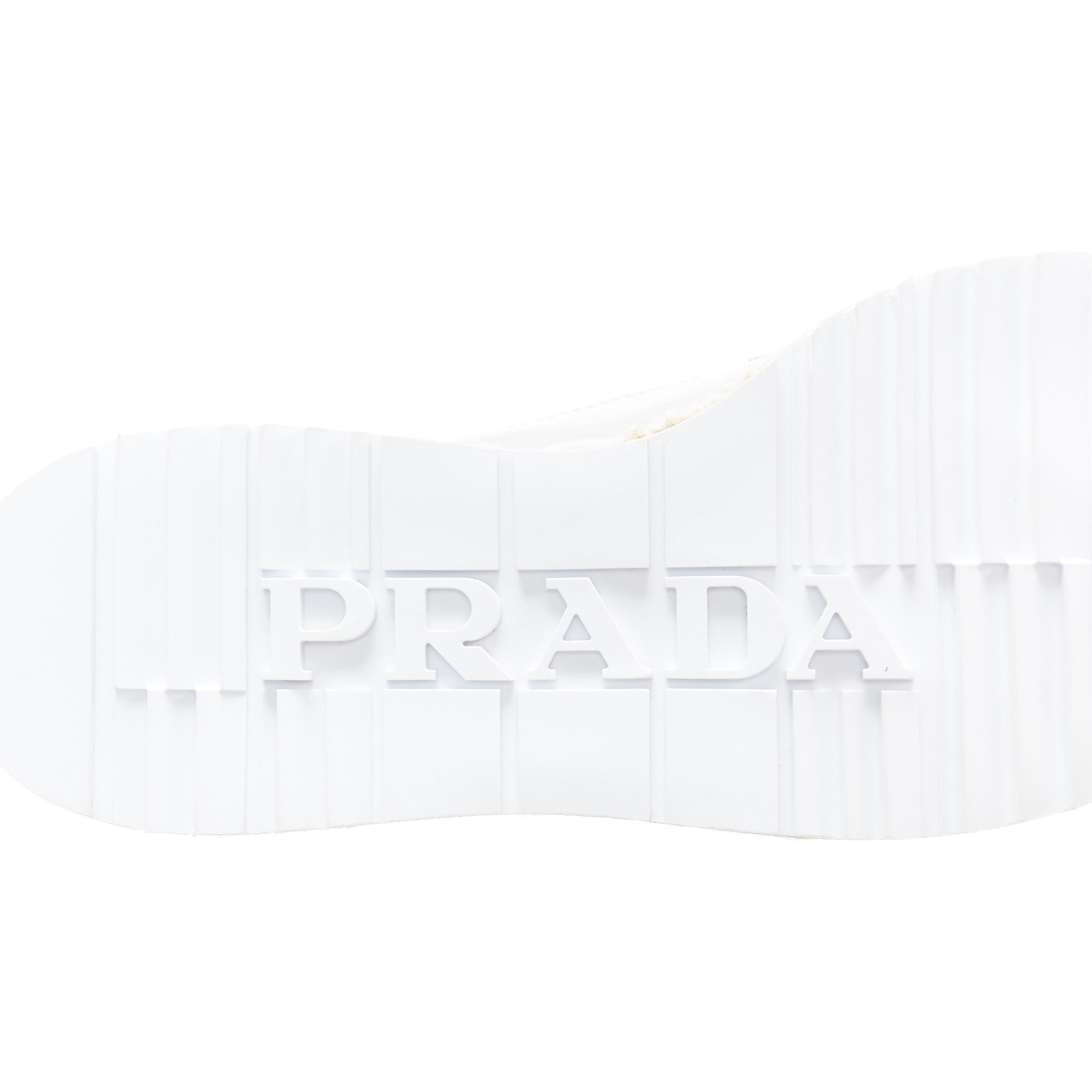 new PRADA silver espadrille jute striped platform wingtip brogue EU40 US10 3