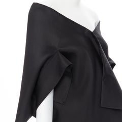 new PRADA Special Edition black wool silk kimono sleeve off shoulder shawl cape