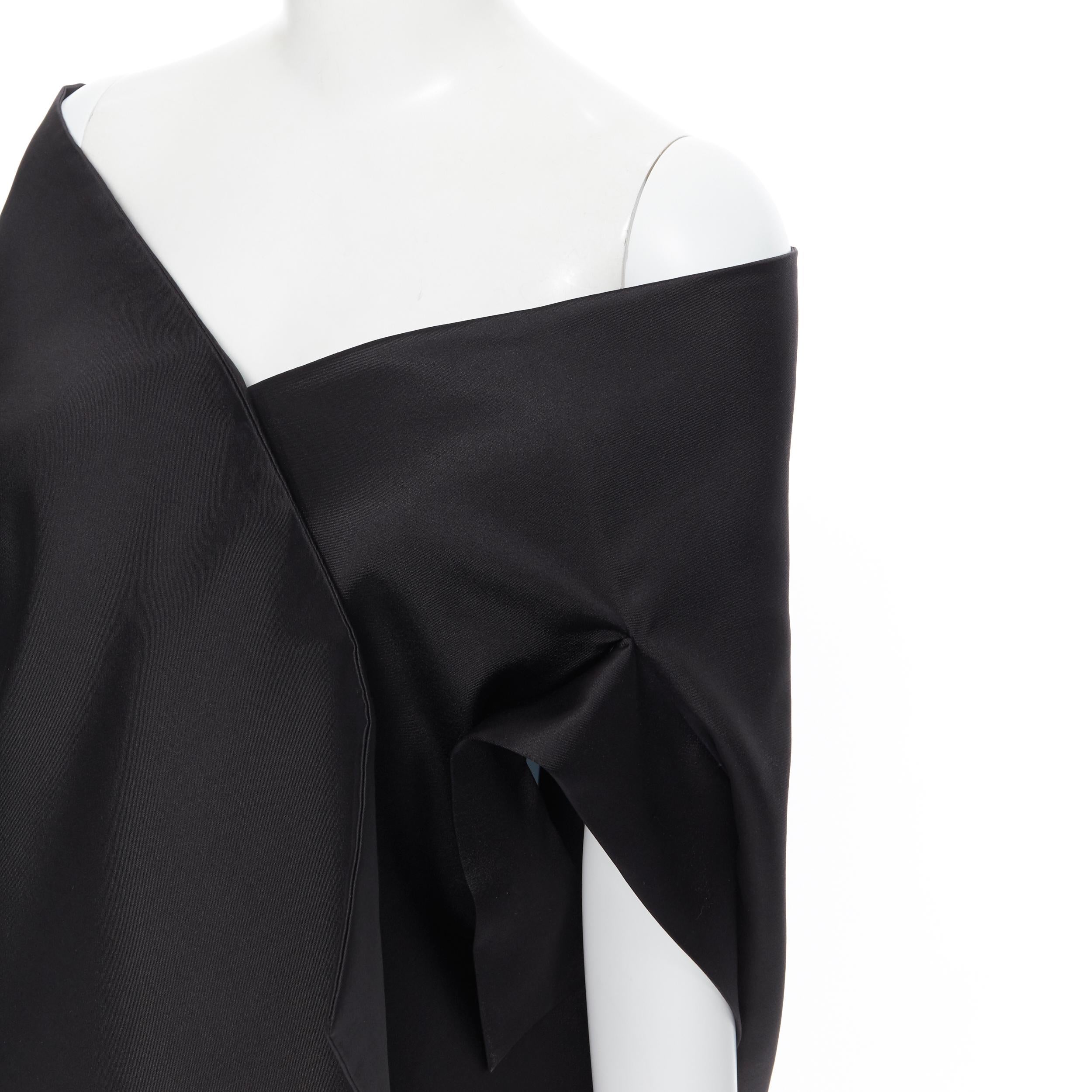 new PRADA Special Edition black wool silk kimono sleeve off shoulder shawl cape In New Condition In Hong Kong, NT
