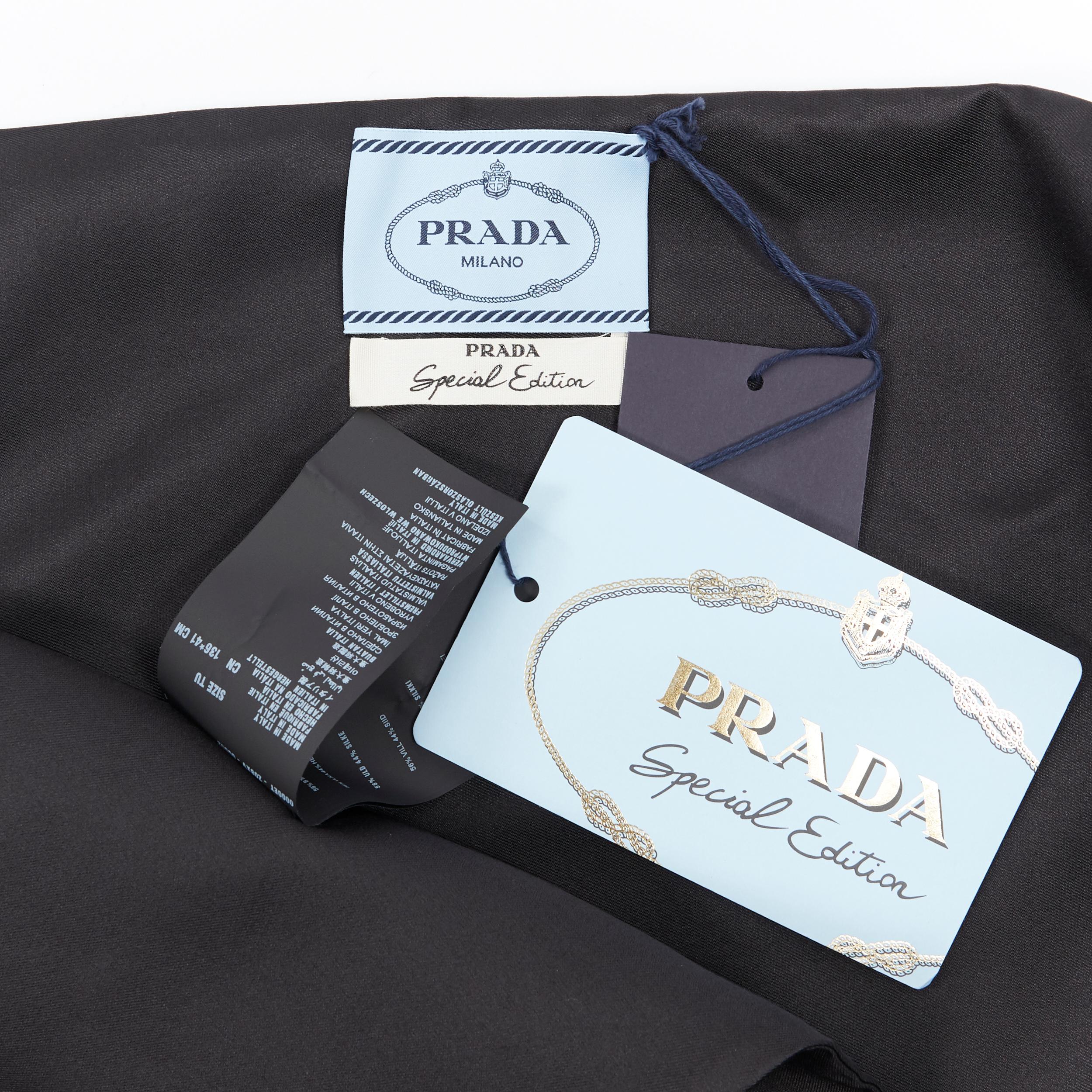 Men's new PRADA Special Edition black wool silk kimono sleeve off shoulder shawl cape