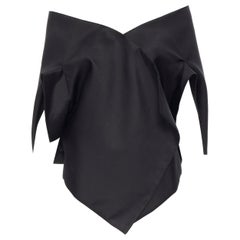 new PRADA Special Edition black wool silk kimono sleeve off shoulder shawl cape