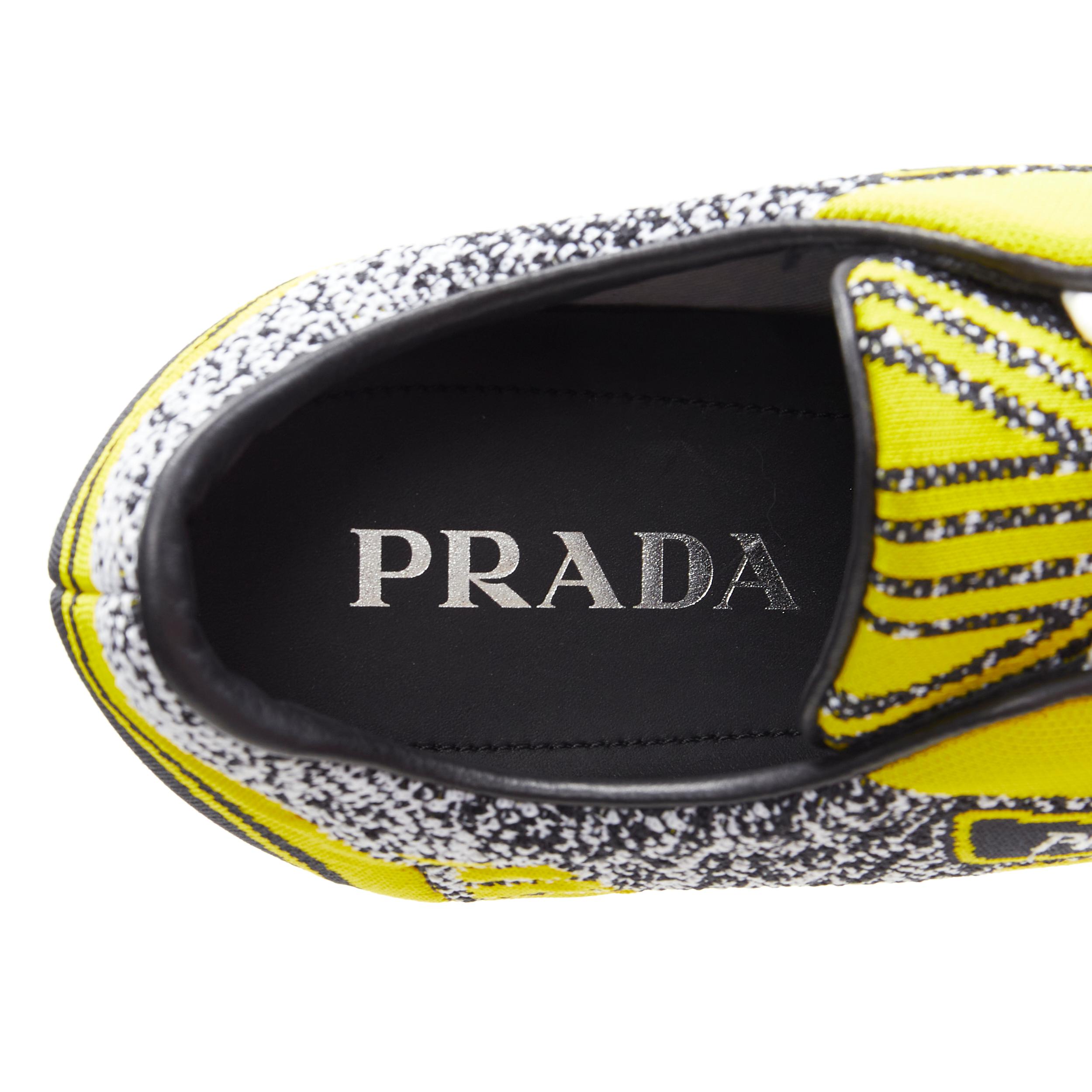 new PRADA Sport Knit yellow black logo sock knit low top sneakers UK8.5 EU42.5 4