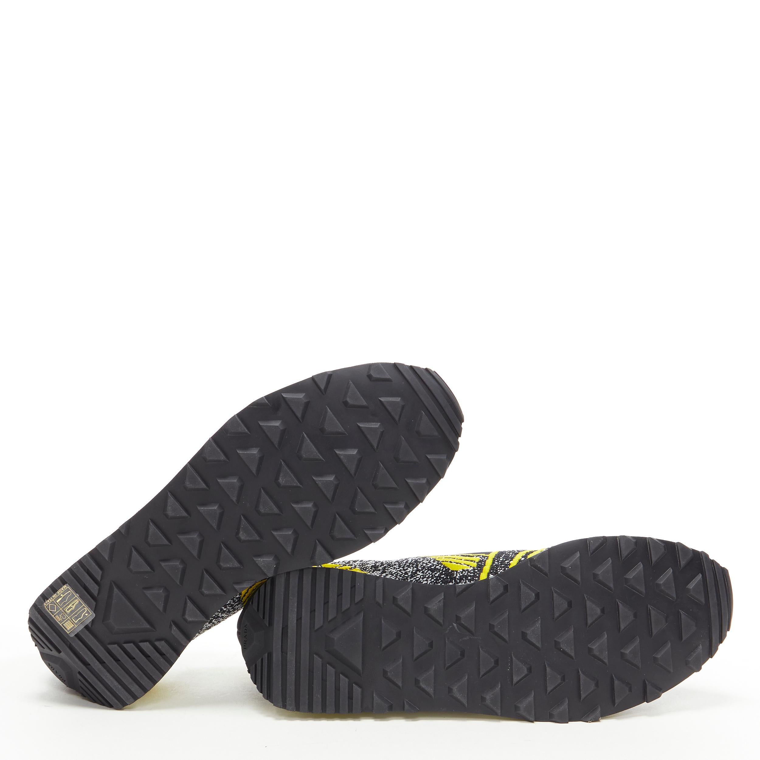 Beige new PRADA Sport Knit yellow black logo sock knit low top sneakers UK8.5 EU42.5