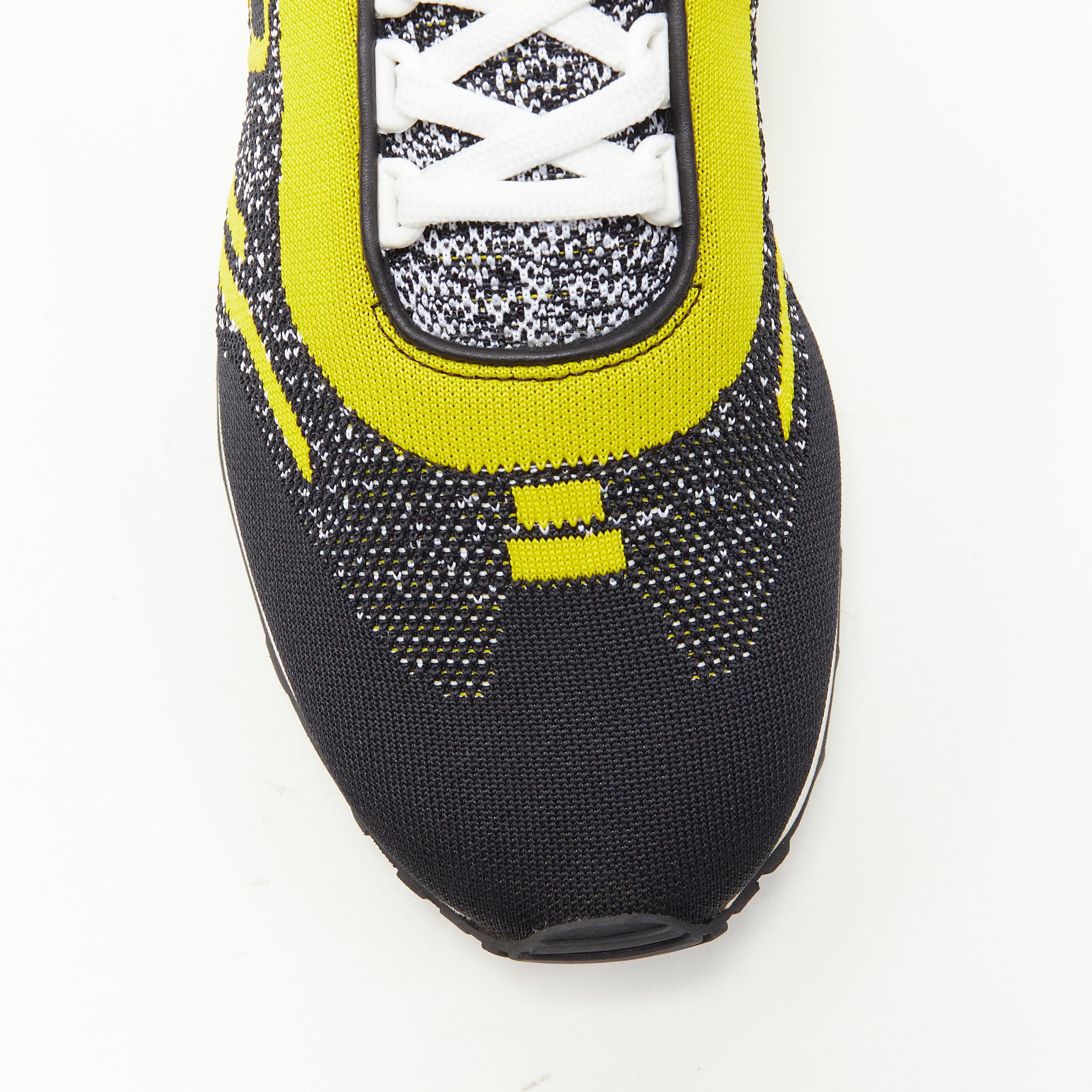 new PRADA Sport Knit yellow black logo sock knit low top sneakers UK8.5 EU42.5 In New Condition In Hong Kong, NT