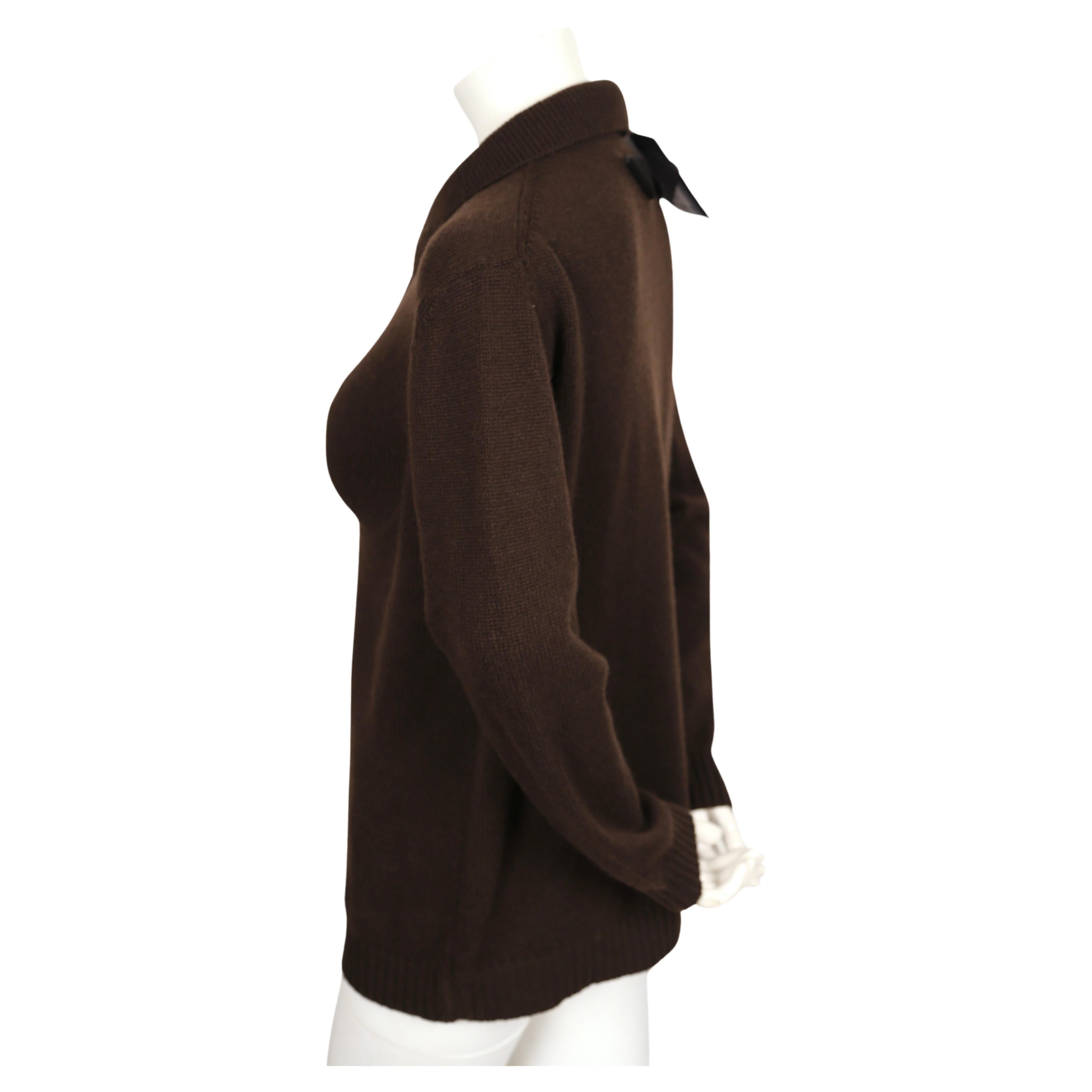 new PRADA spring 2022 brown cashmere polo sweater with integrated bra In New Condition For Sale In San Fransisco, CA