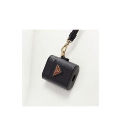 new PRADA Symbole Triangle logo saffiano leather AirPods lanyard bag black red