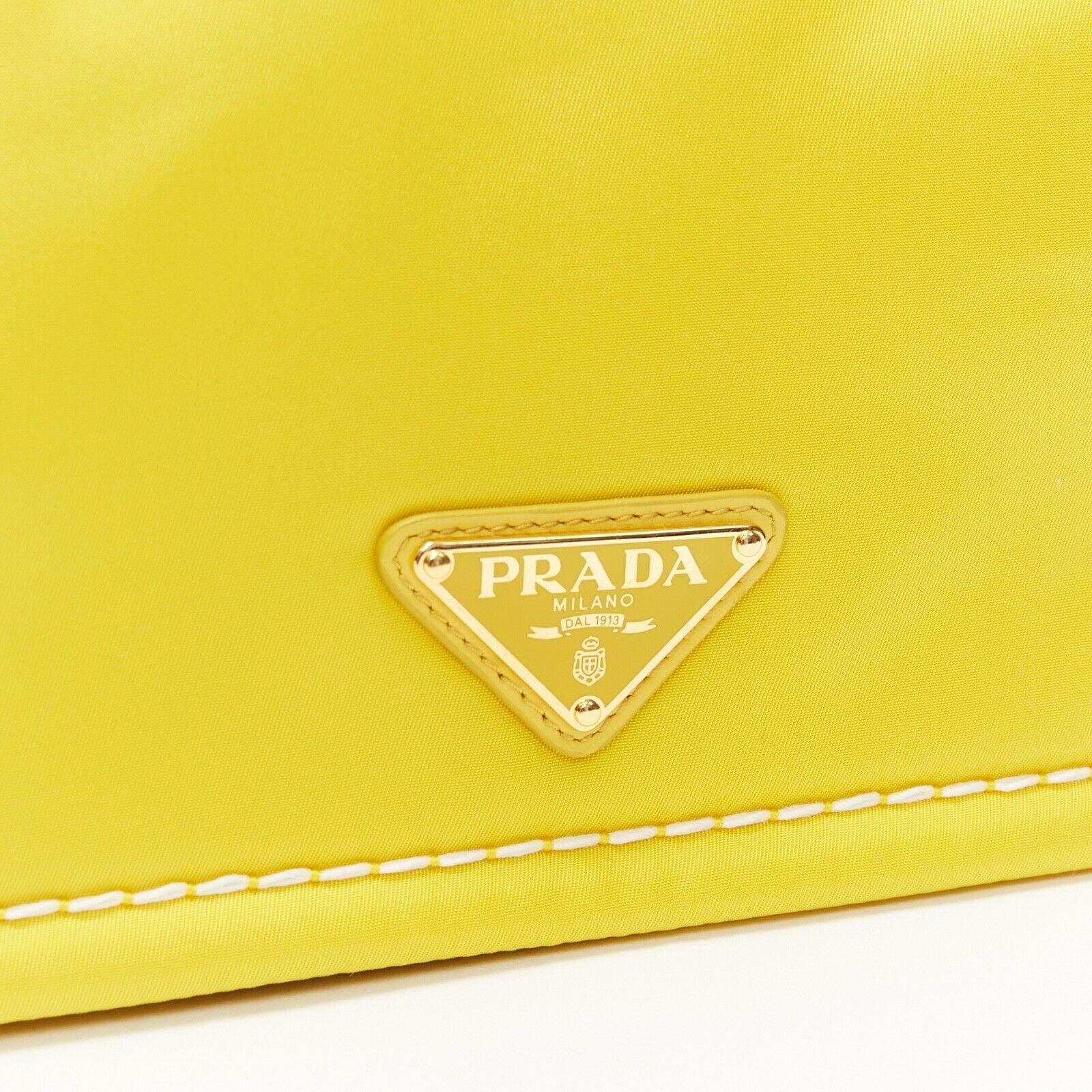 Gold new PRADA Tessuto Nylon gold chain triangle logo flap crossbody shoulder bag