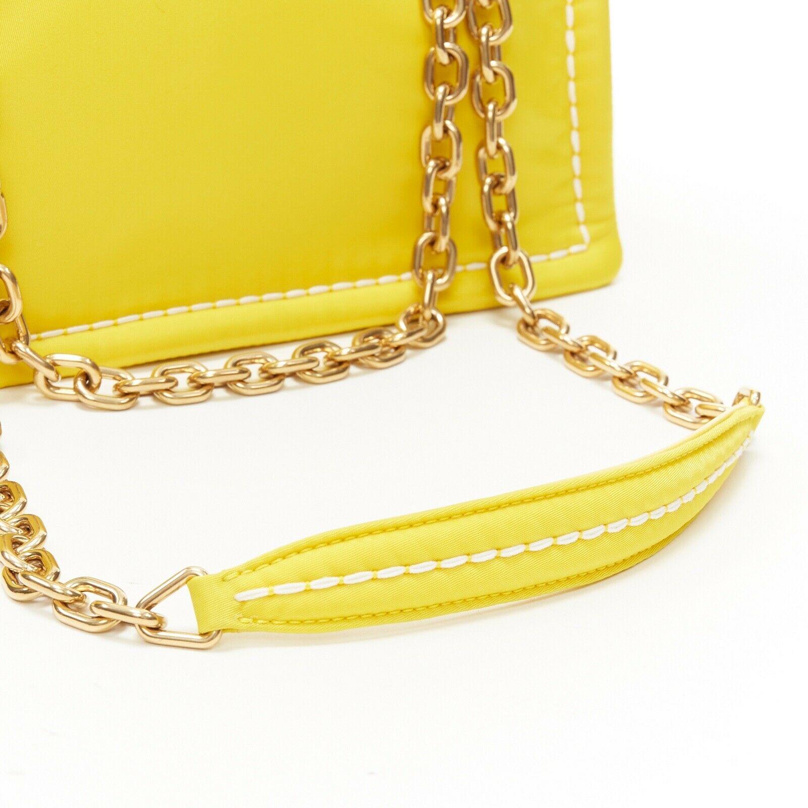 new PRADA Tessuto Nylon gold chain triangle logo flap crossbody shoulder bag In New Condition In Hong Kong, NT