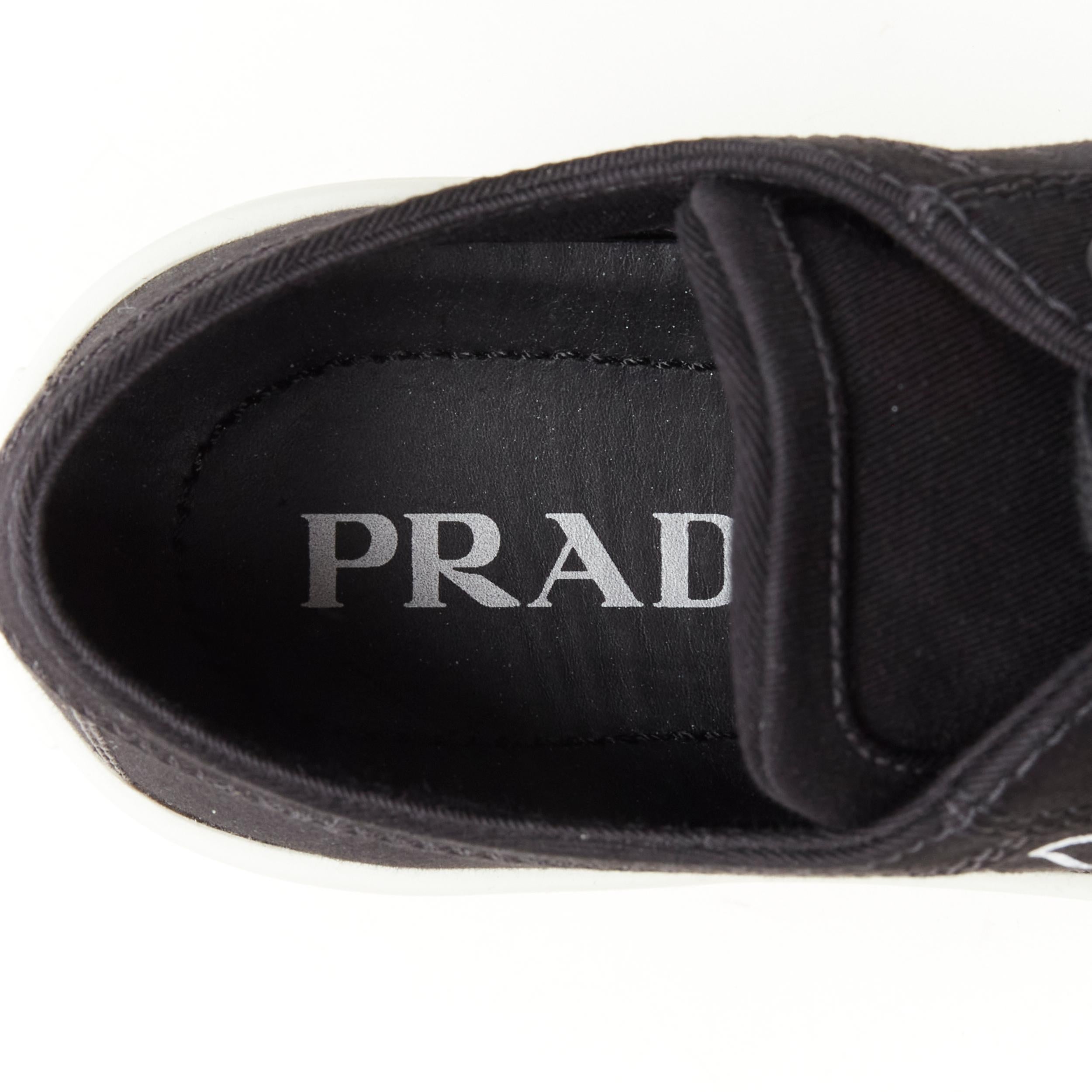 new PRADA Wheel Gabardine black canvas triangle logo outsole sneaker EU36 For Sale 2