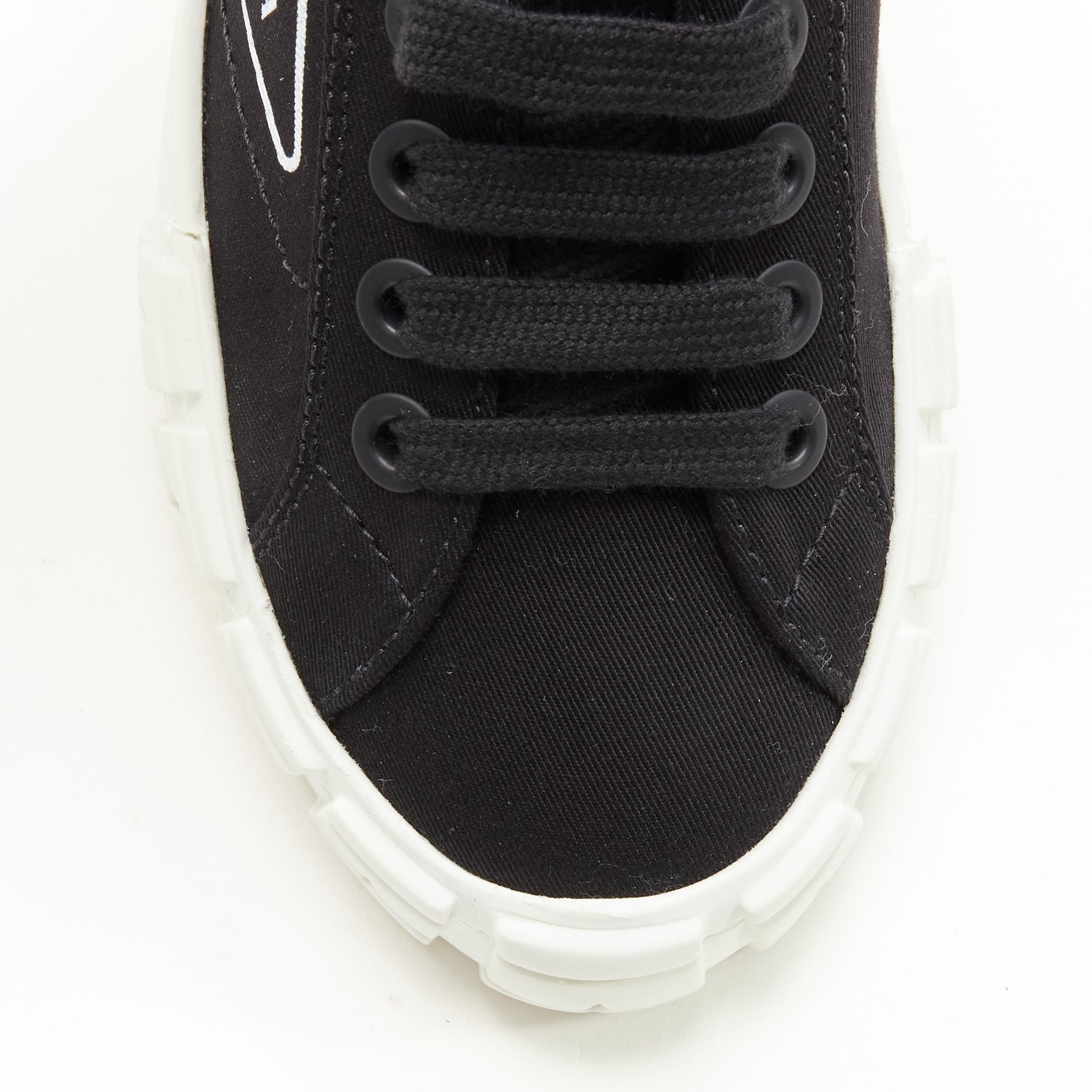 Black new PRADA Wheel Gabardine black canvas triangle logo outsole sneaker EU36 For Sale