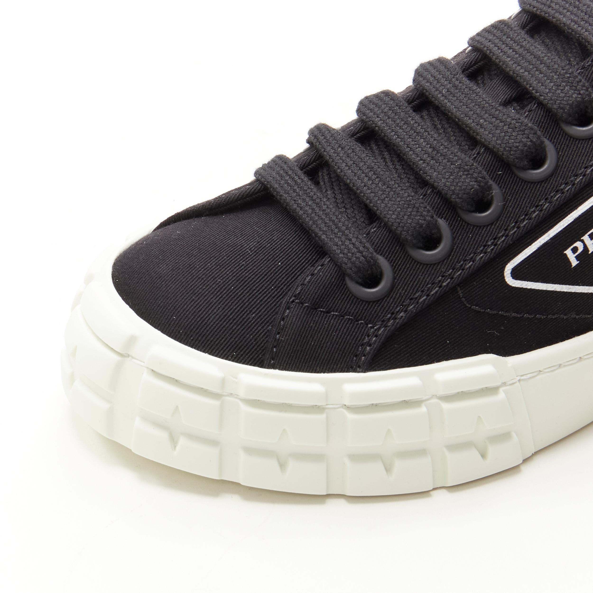 new PRADA Wheel Gabardine black canvas triangle logo outsole sneaker EU36 In New Condition For Sale In Hong Kong, NT