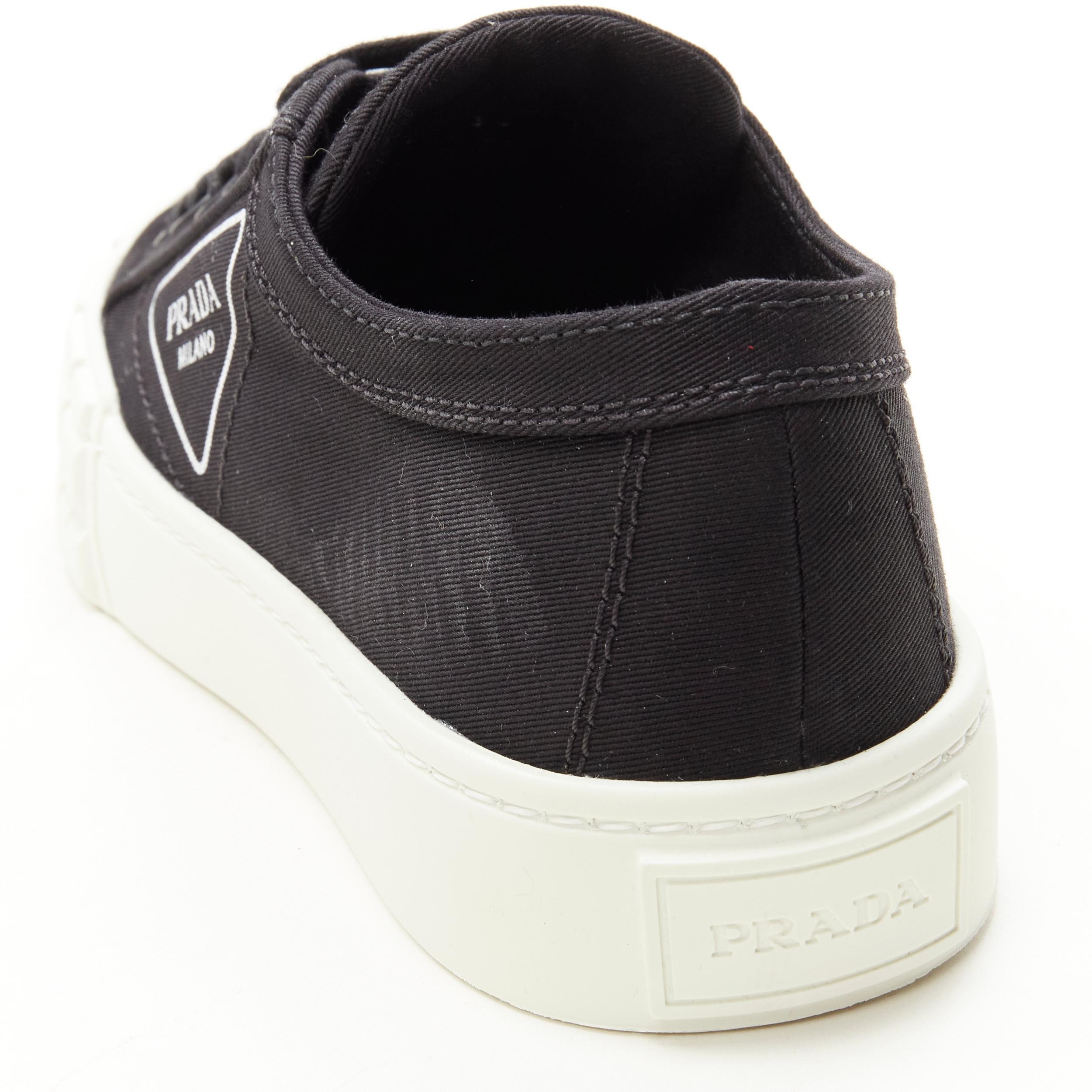 new PRADA Wheel Gabardine black canvas triangle logo outsole sneaker EU36 For Sale 1
