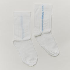 new PRADA white cotton blue Milano logo line short socks