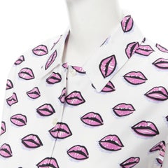 new PRADA white cotton kiss lip print sleeveless cotton shirt IT40 S