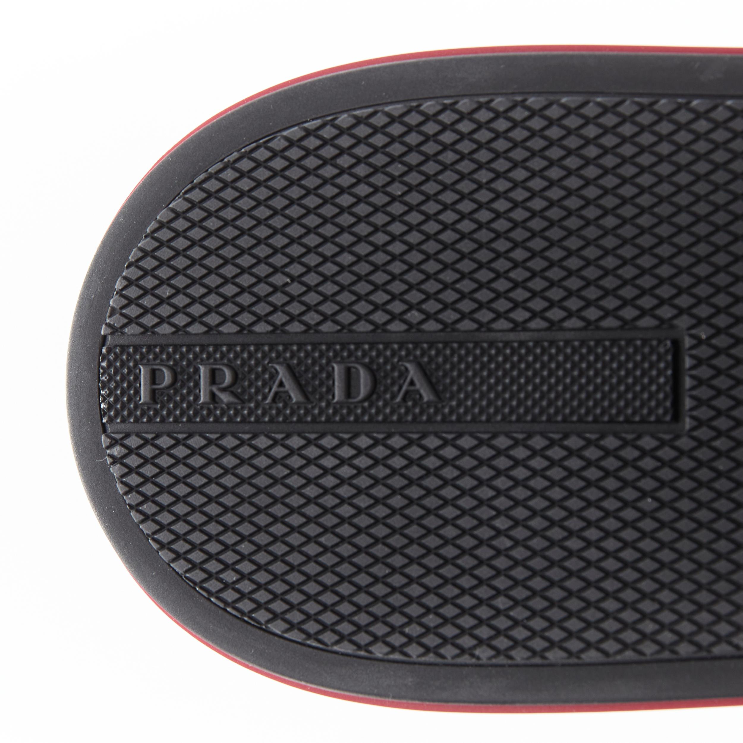 new PRADA white leather triangle logo red white midsole low sneaker UK11 2