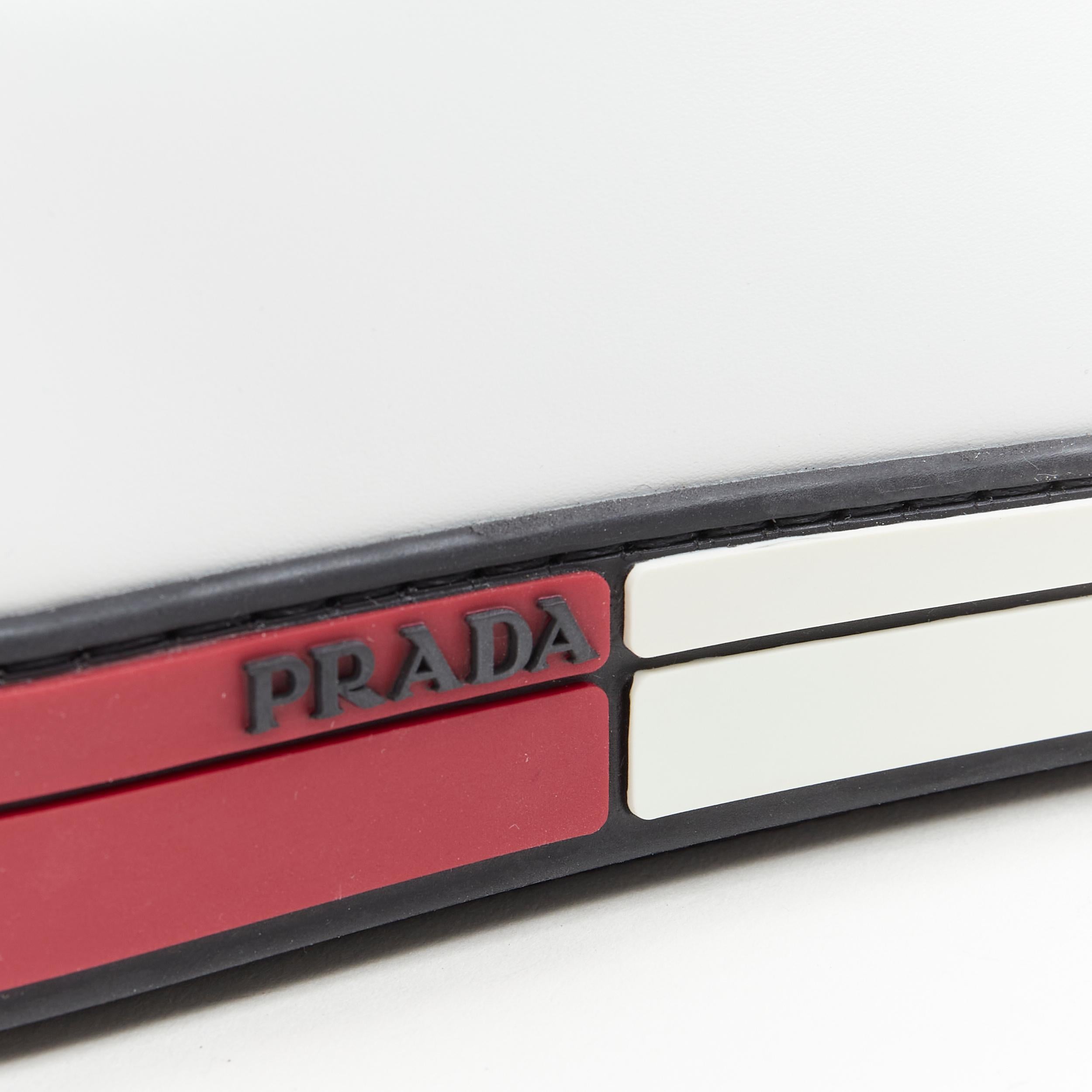 Men's new PRADA white leather triangle logo red white midsole low sneaker UK11