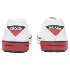 new PRADA white leather triangle logo red white midsole low sneaker UK9 US10