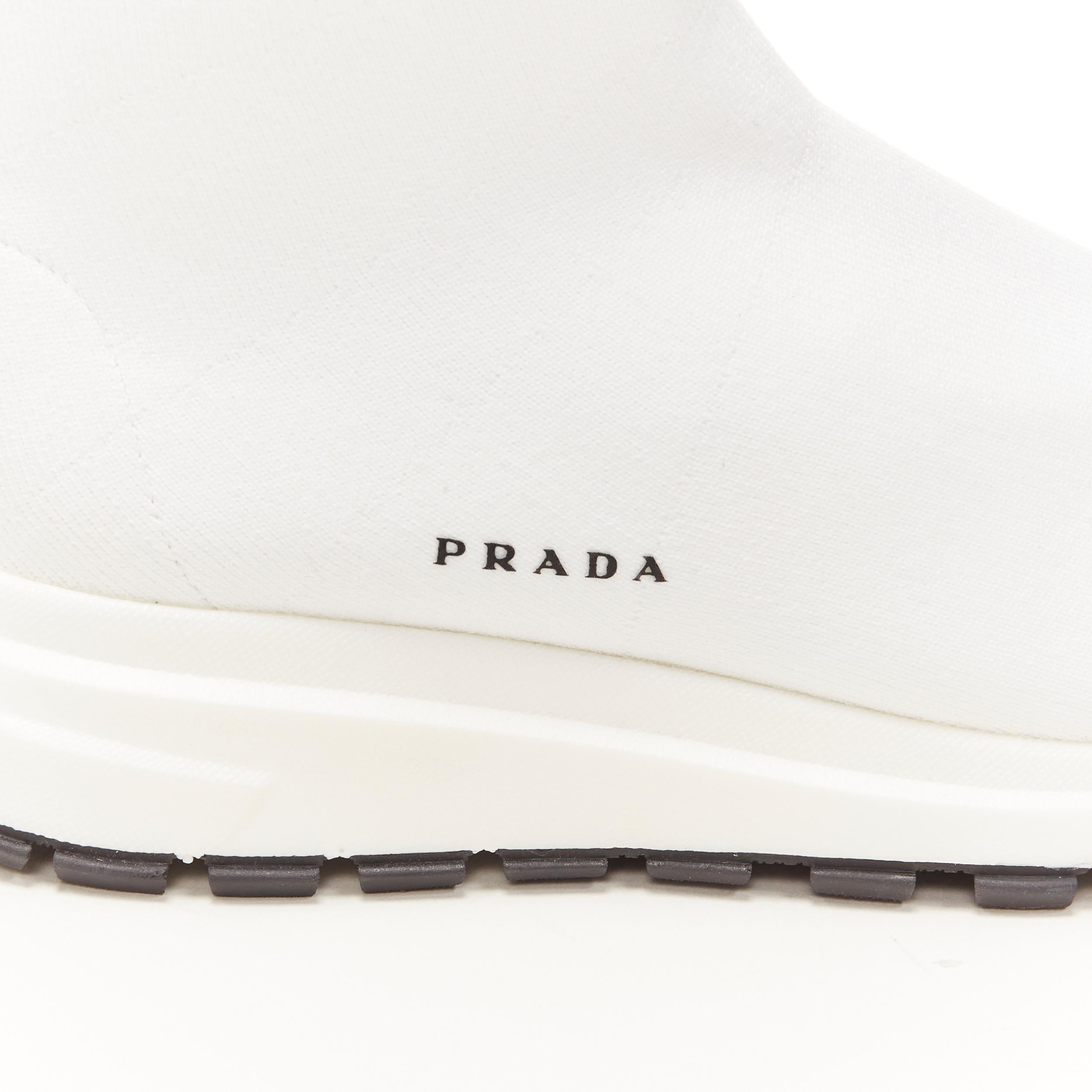 new PRADA white sock knit logo print high top sneaker UK5 US6 EU39 1