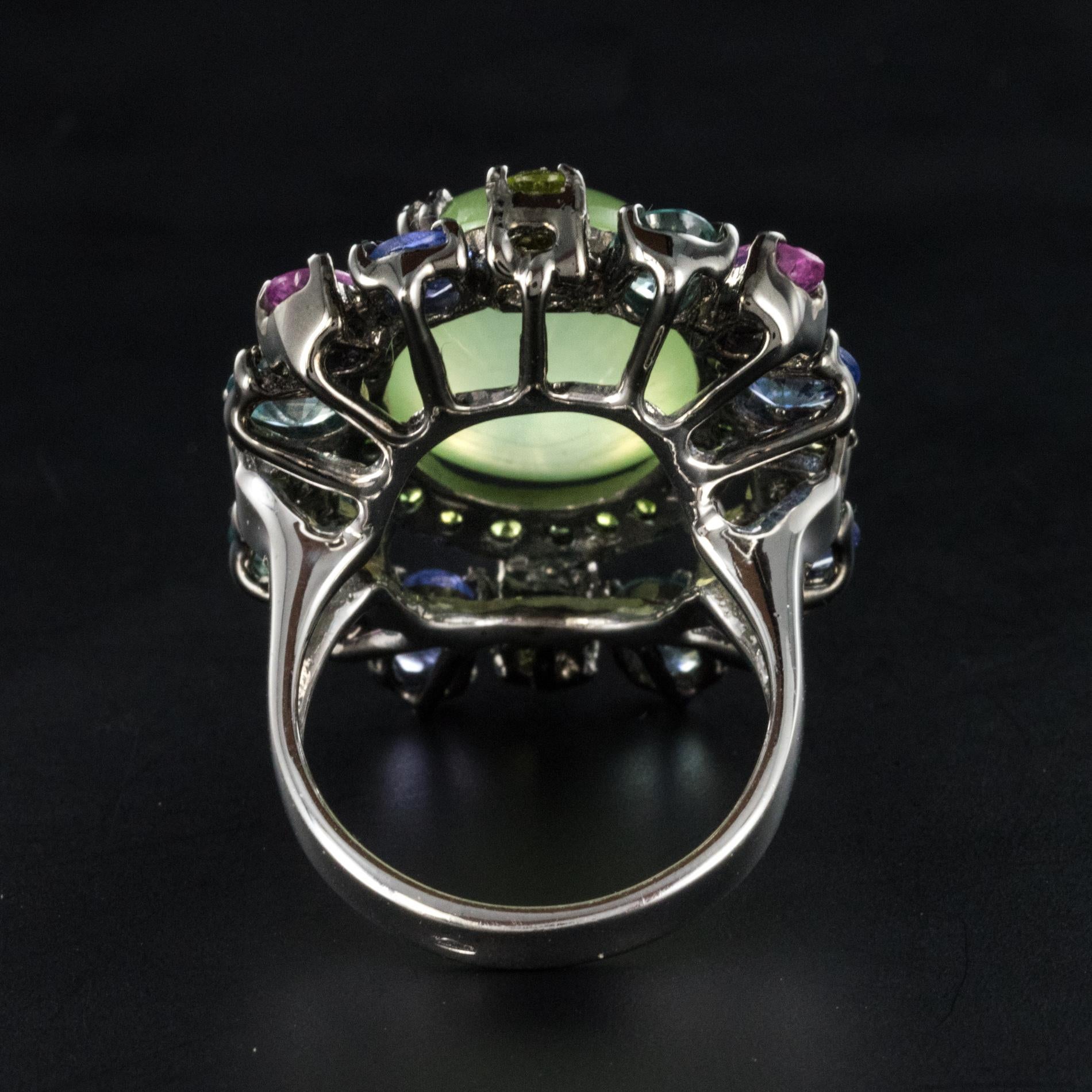 New Prehnite Tanzanite Peridots Sapphires Zircons Cocktail Ring 5