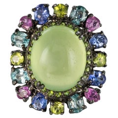 New Prehnite Tanzanite Peridots Sapphires Zircons Cocktail Ring