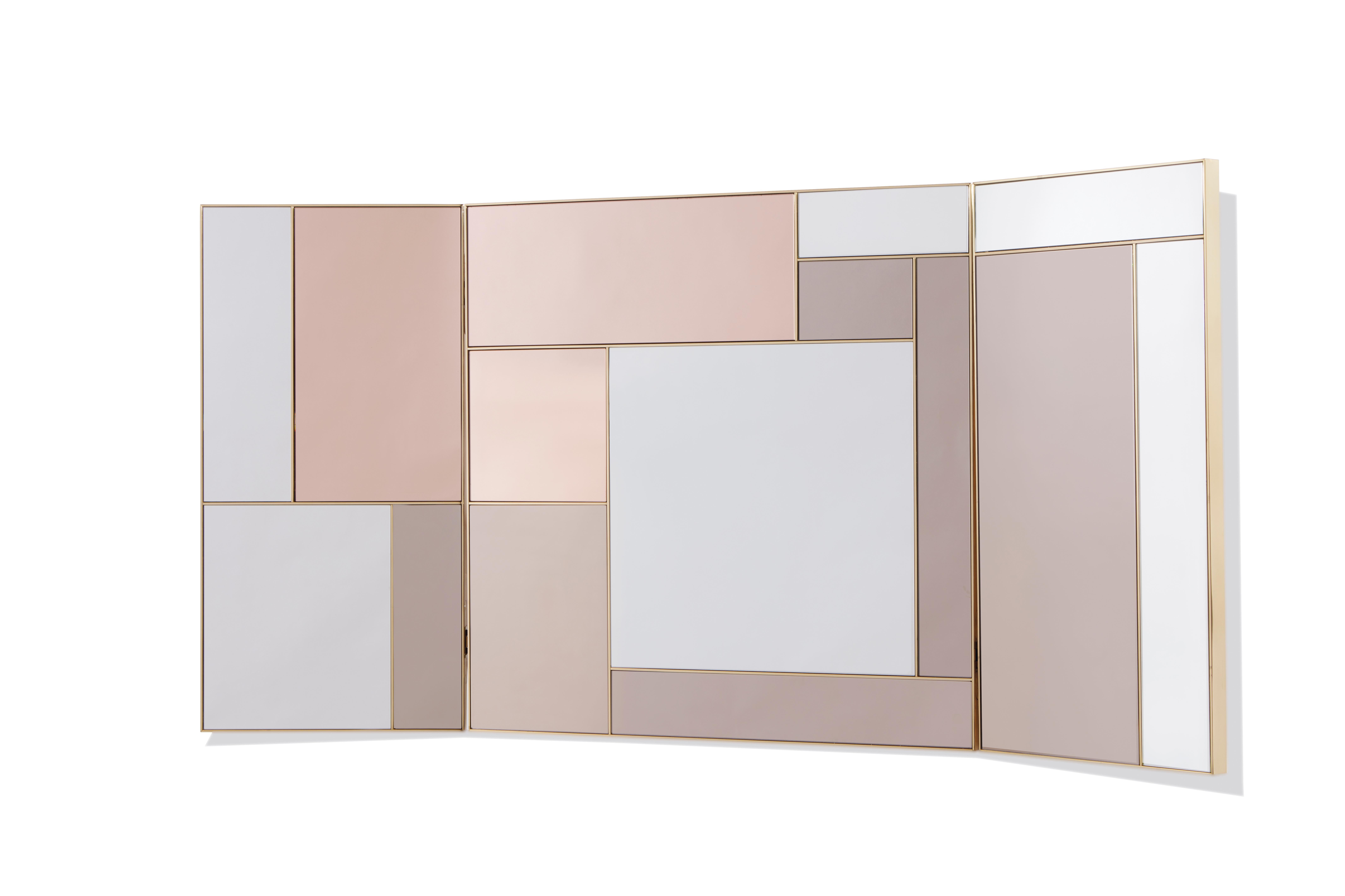 Contemporary Mirror Triptyque by Hervé Langlais.

Hervé Langlais is a graduate of the Normandy School of Architecture in Rouen. He collaborated with Paul Andreu for over fifteen years, working on the National Grand Theater of China in Beijing and