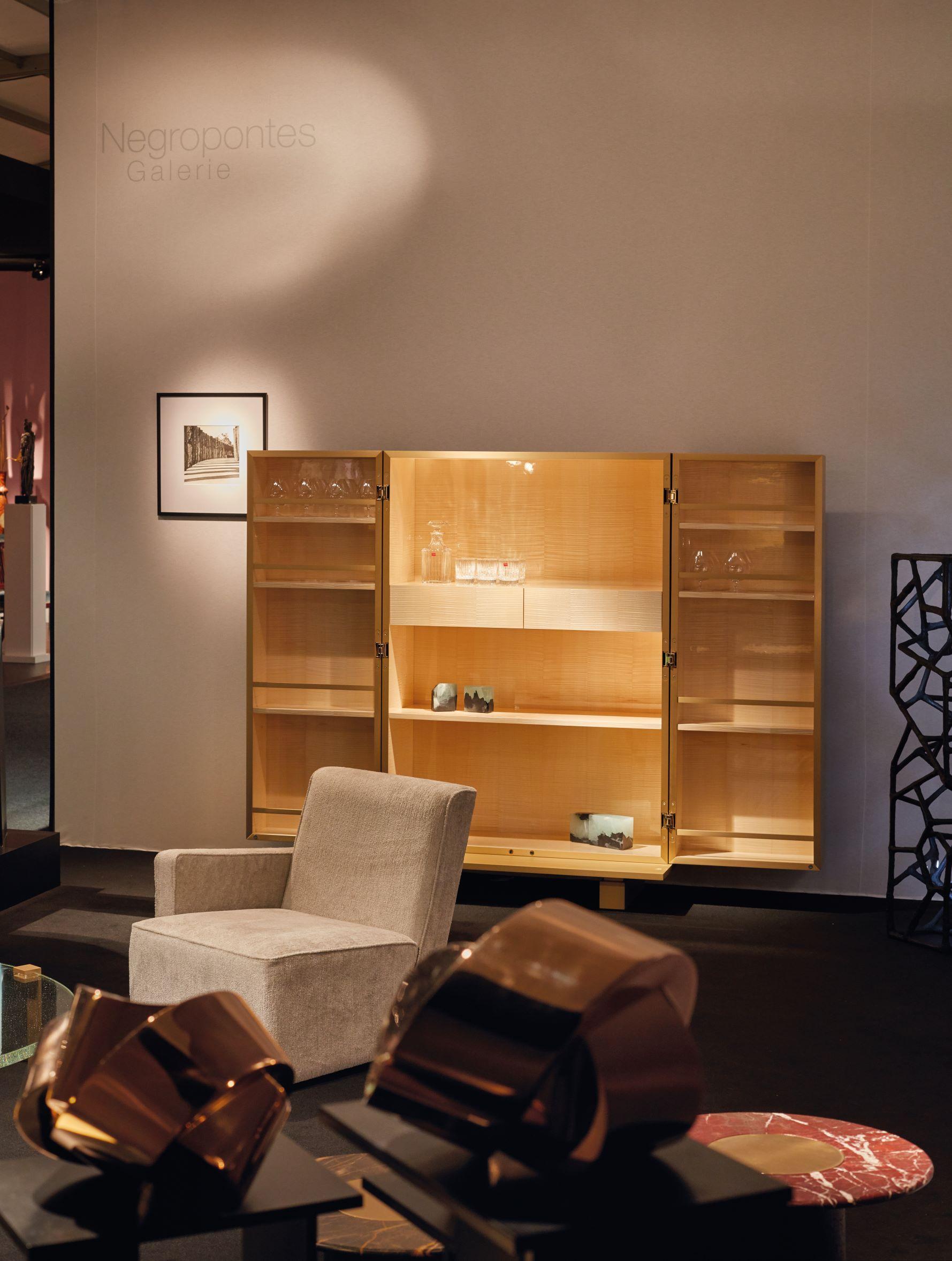 Brass NEW PRICE - SPECIAL OFFER Contemporary Wood Cabinet by Hervé Langlais For Sale