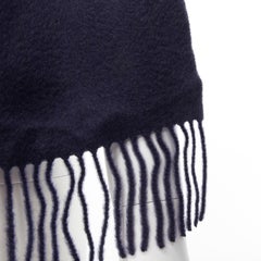 new PRINGLE OF SCOTLAND 100% cashmere navy blue tassel fringe scarf