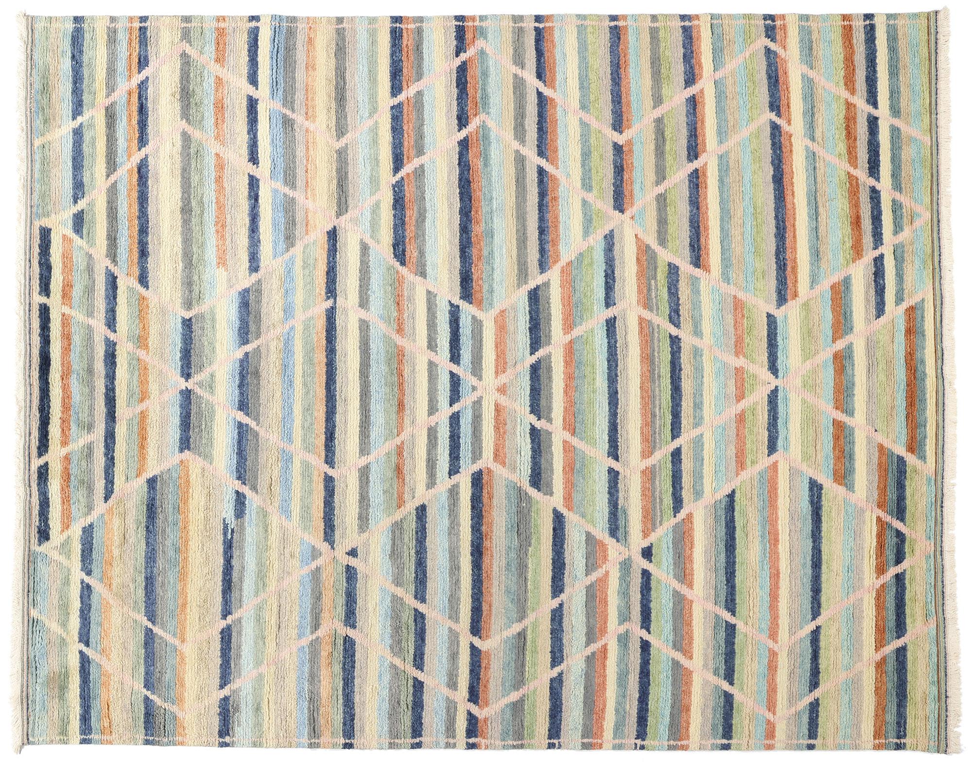New Prismatic Pathways Modern Moroccan Rug, 09'06 x 11'10 For Sale 2