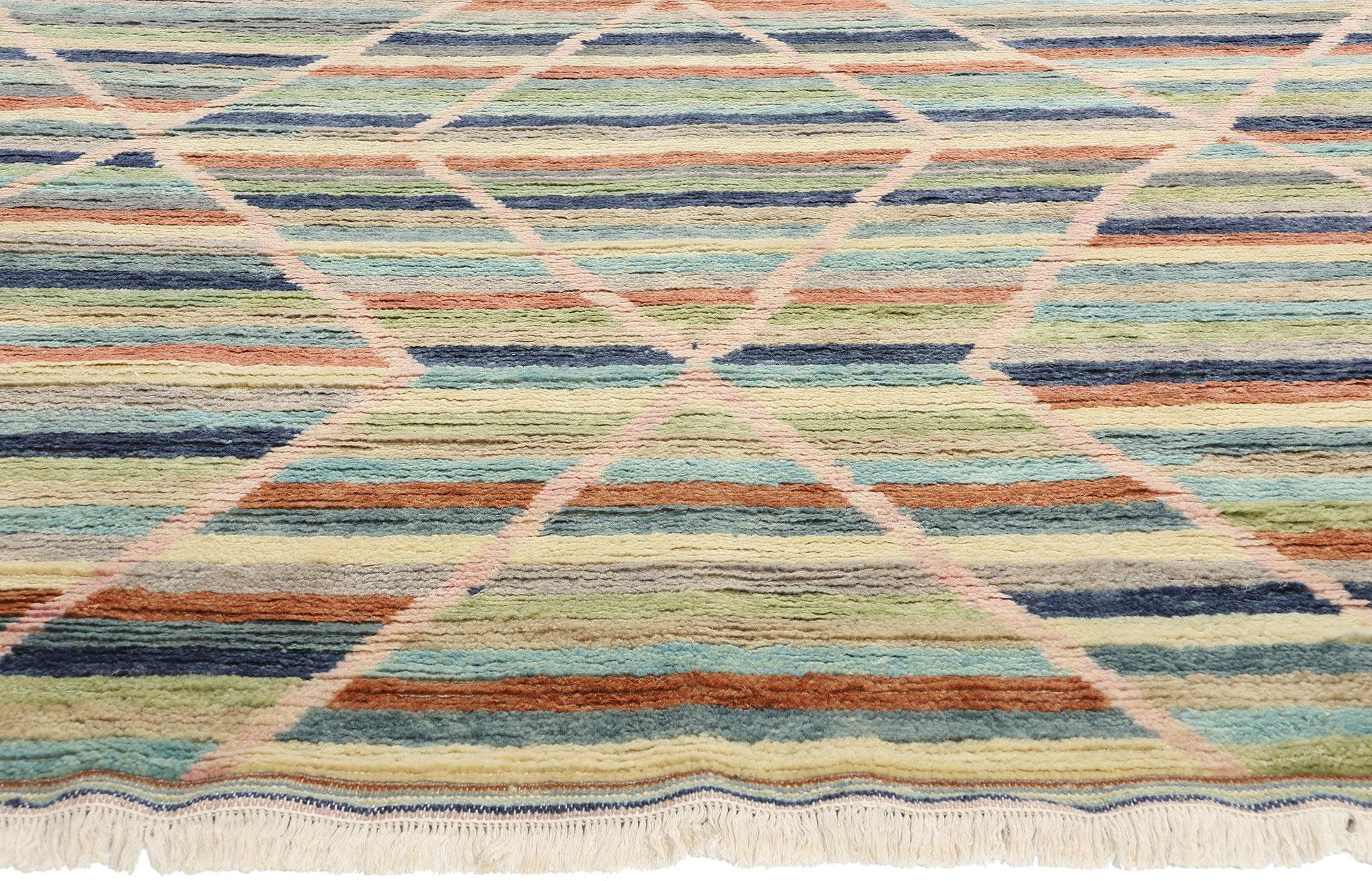 Indian New Prismatic Pathways Modern Moroccan Rug, 09'06 x 11'10 For Sale