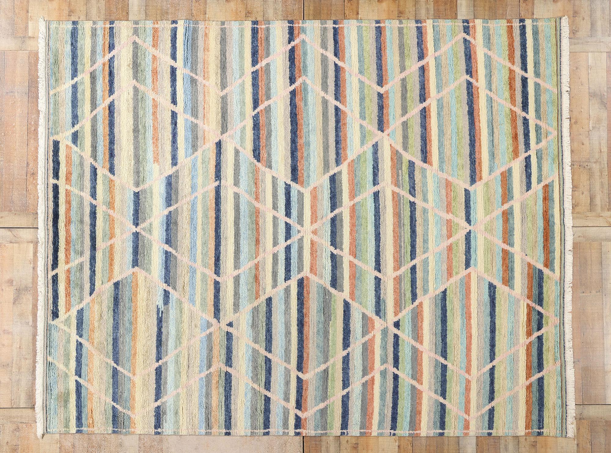 New Prismatic Pathways Modern Moroccan Rug, 09'06 x 11'10 For Sale 1