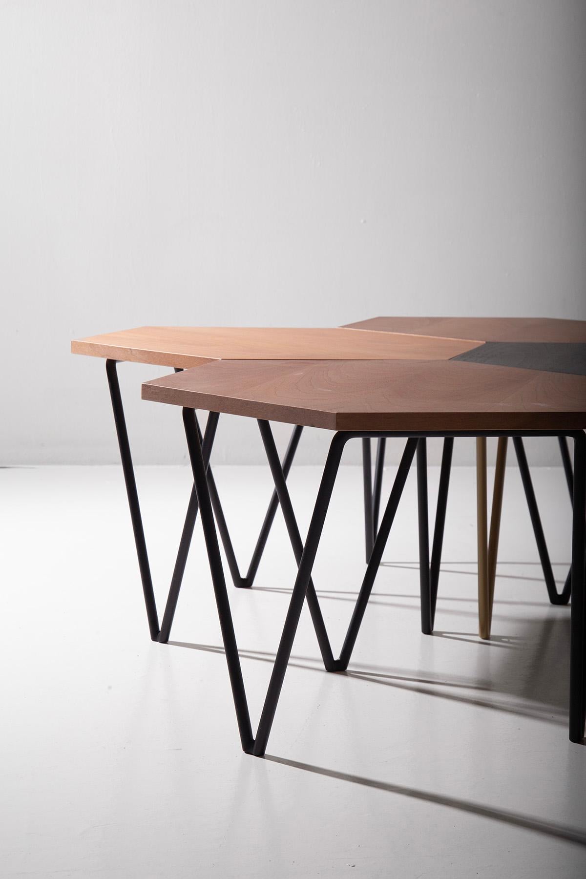 New production and re-edition hexagonal coffee table ISA BERGAMO, certified For Sale 3