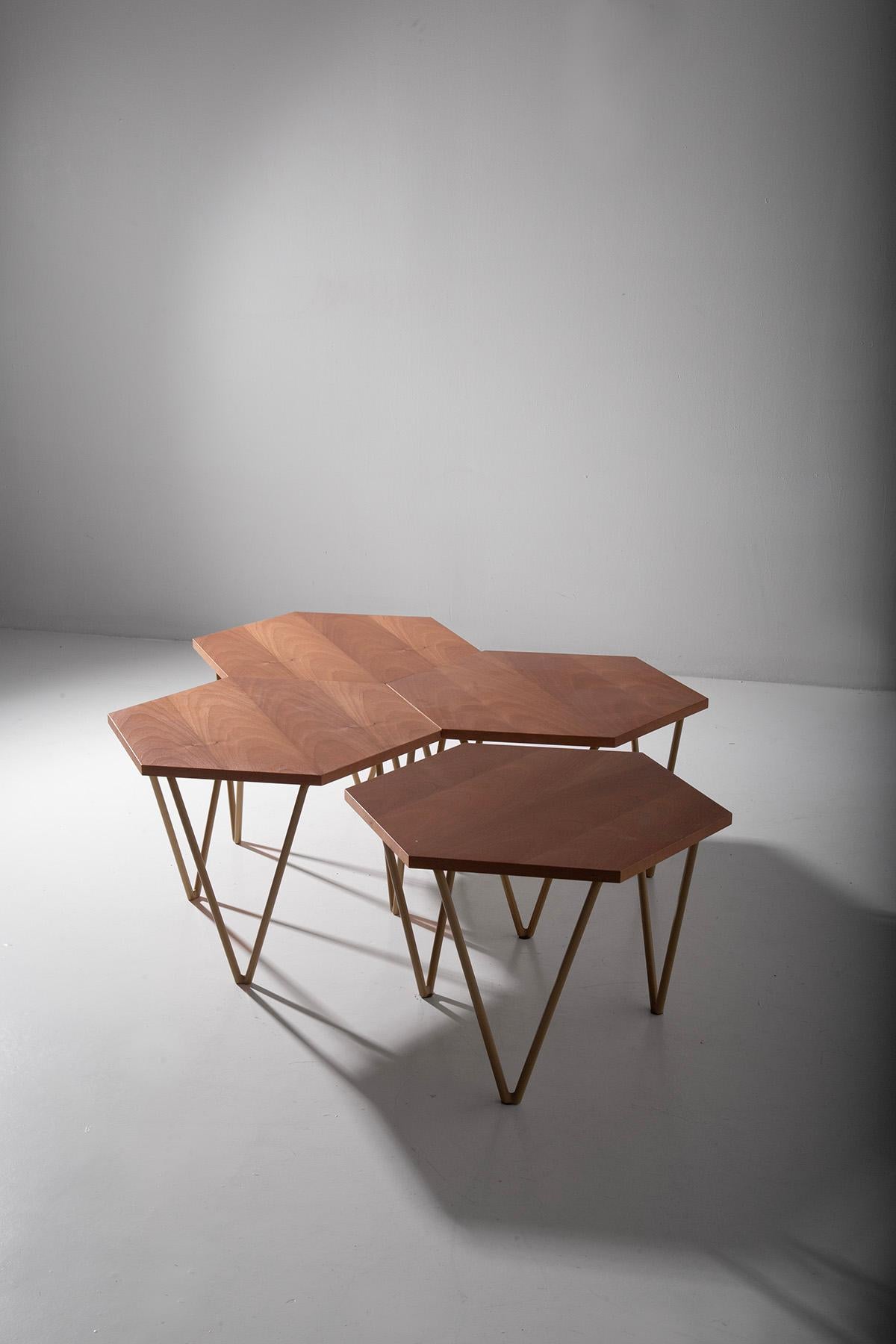 New production and re-edition hexagonal coffee table ISA BERGAMO, certified For Sale 4