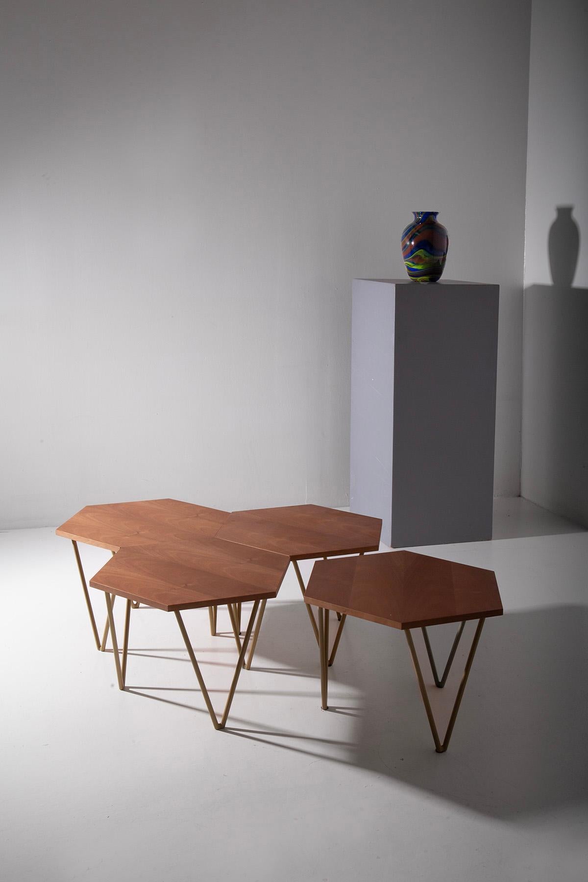New production and re-edition hexagonal coffee table ISA BERGAMO, certified For Sale 5