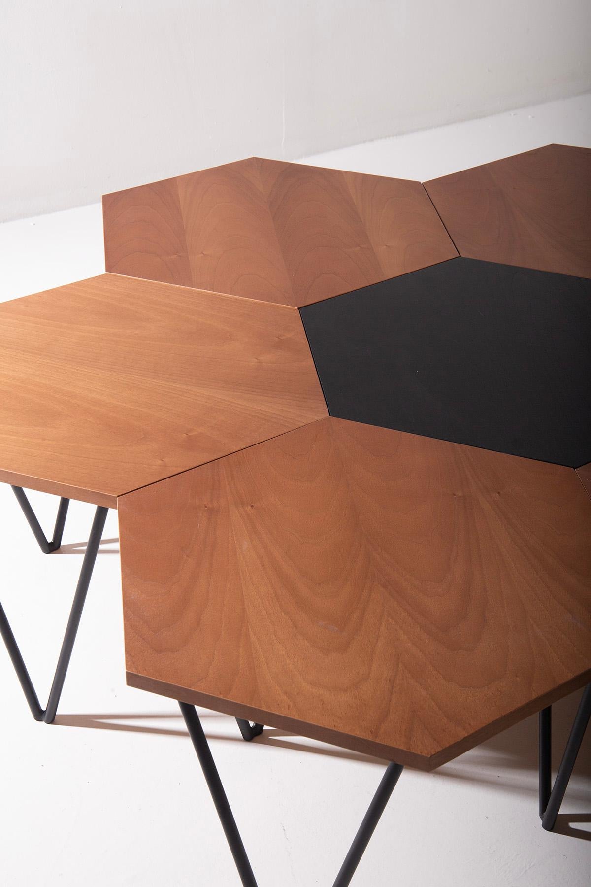 New production and re-edition hexagonal coffee table ISA BERGAMO, certified For Sale 8