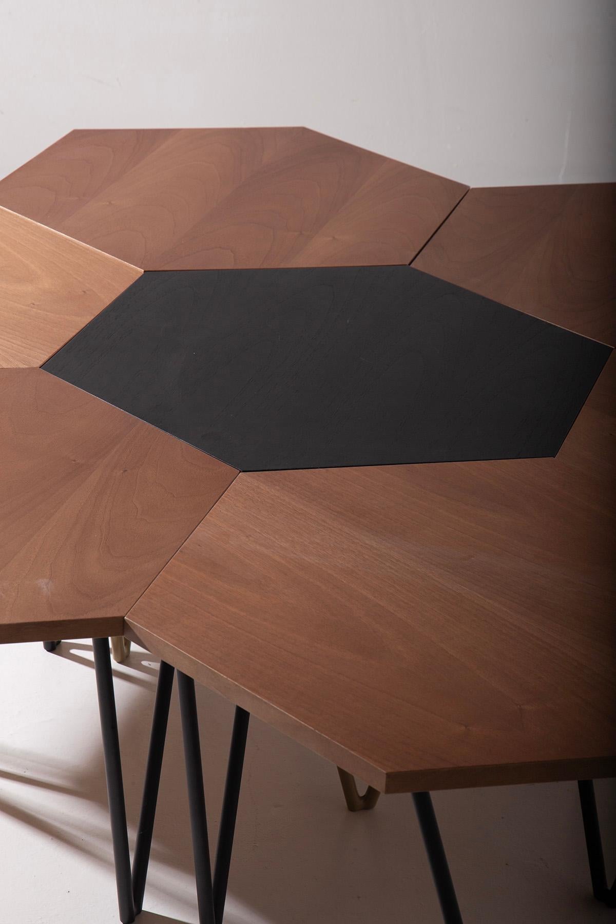 New production and re-edition hexagonal coffee table ISA BERGAMO, certified For Sale 2