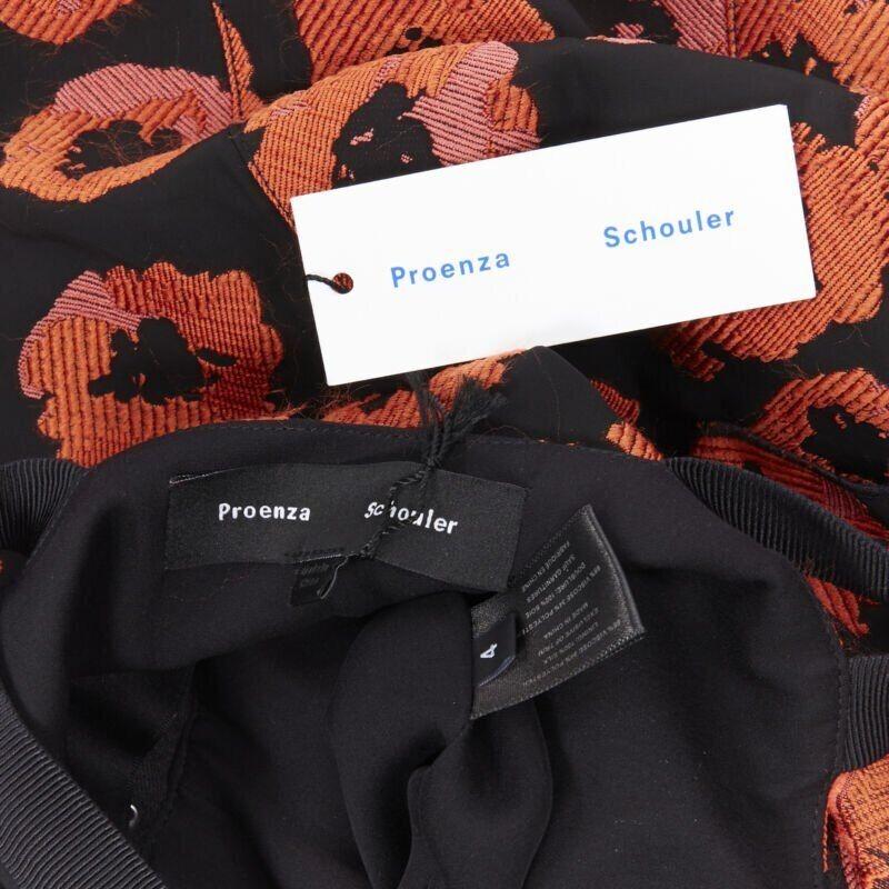 new PROENZA SCHOULER SS18 black red floral jacquard hook eye ruffle dress US4 For Sale 7