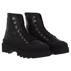 new Proenza Schouler The City Black Leather Combat Boots EU 38 Lug Sole Authen